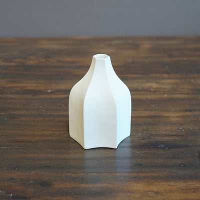 Six Sided White Bud Vase #KT114