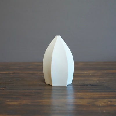 Six Sided White Bud Vase #KT121