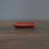 Small Red Hand Carved Square Plate #YT8E