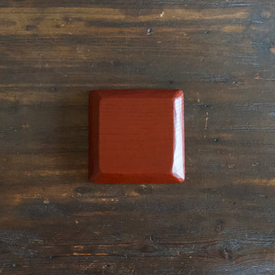 Small Red Hand Carved Square Plate #YT8E