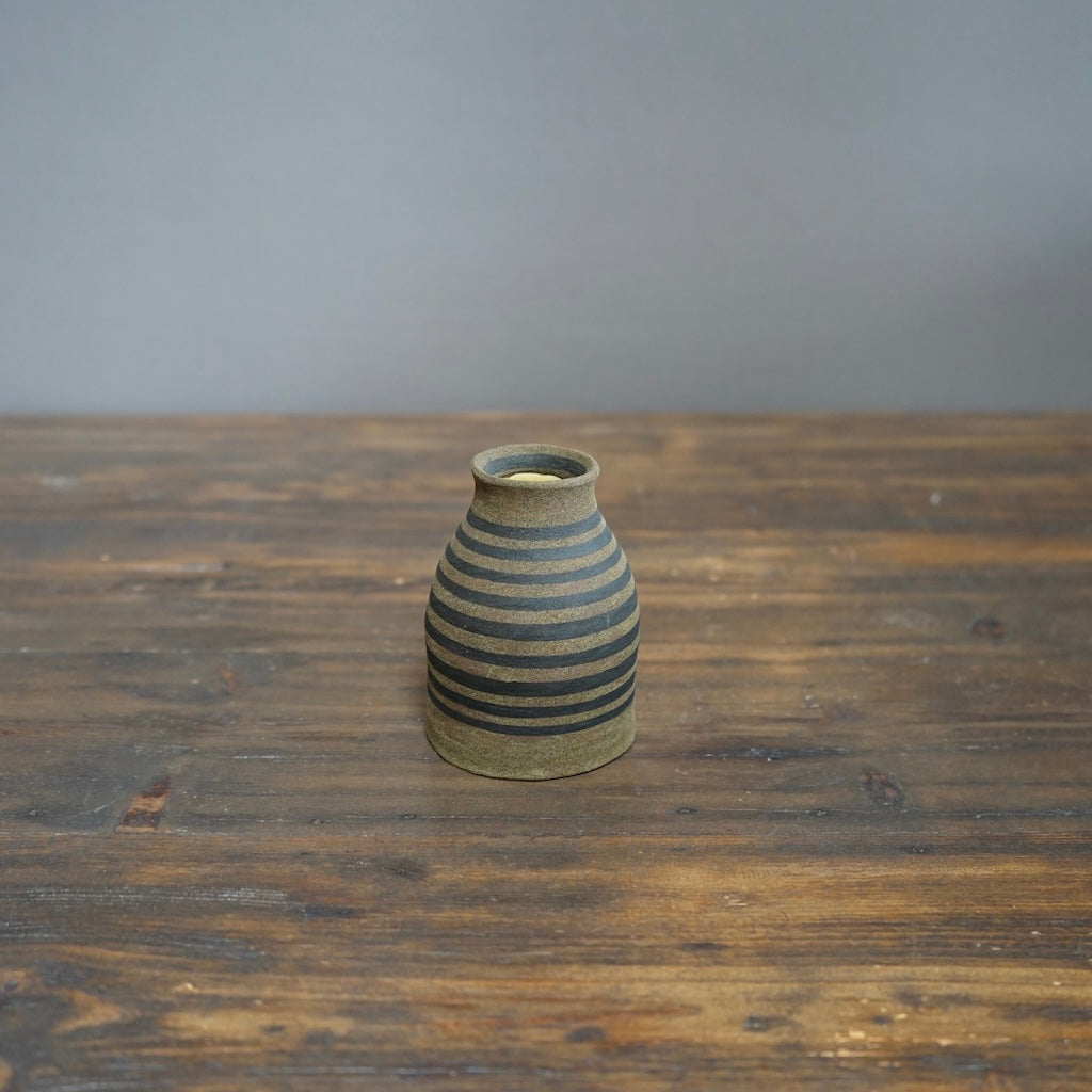 Brown Stripe / Brown Small Bottle Vase #JT367B