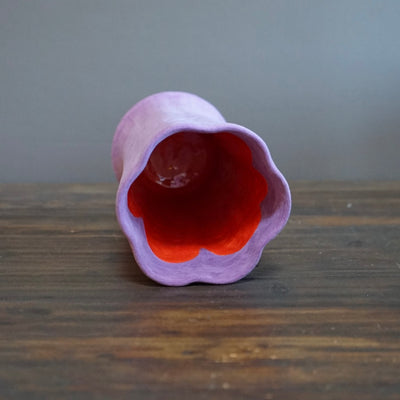 Lavender / Red Fluted Flower Vase #JT368E