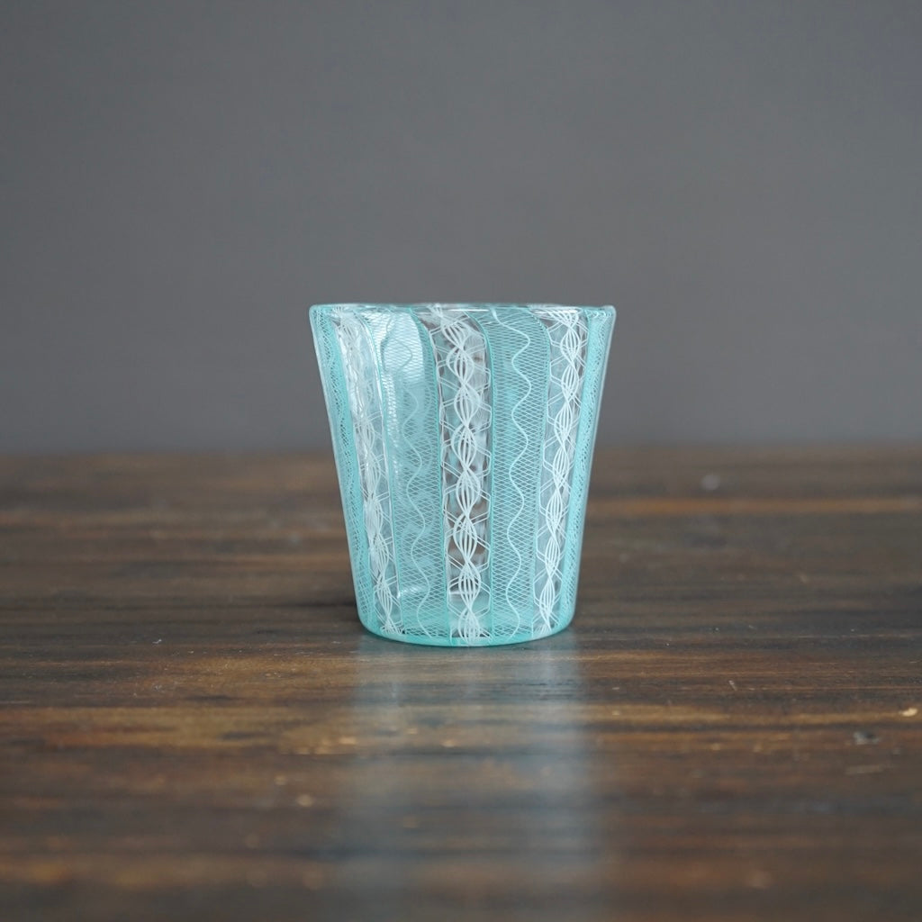 Turquoise Lace Glass Tumbler #U1A