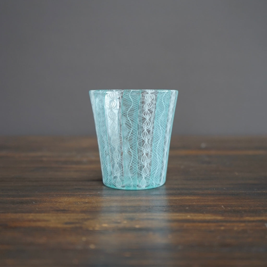 Turquoise Lace Glass Tumbler #U1B