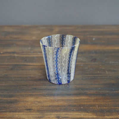 Blue / Gold Lace Glass Tumbler #U1J