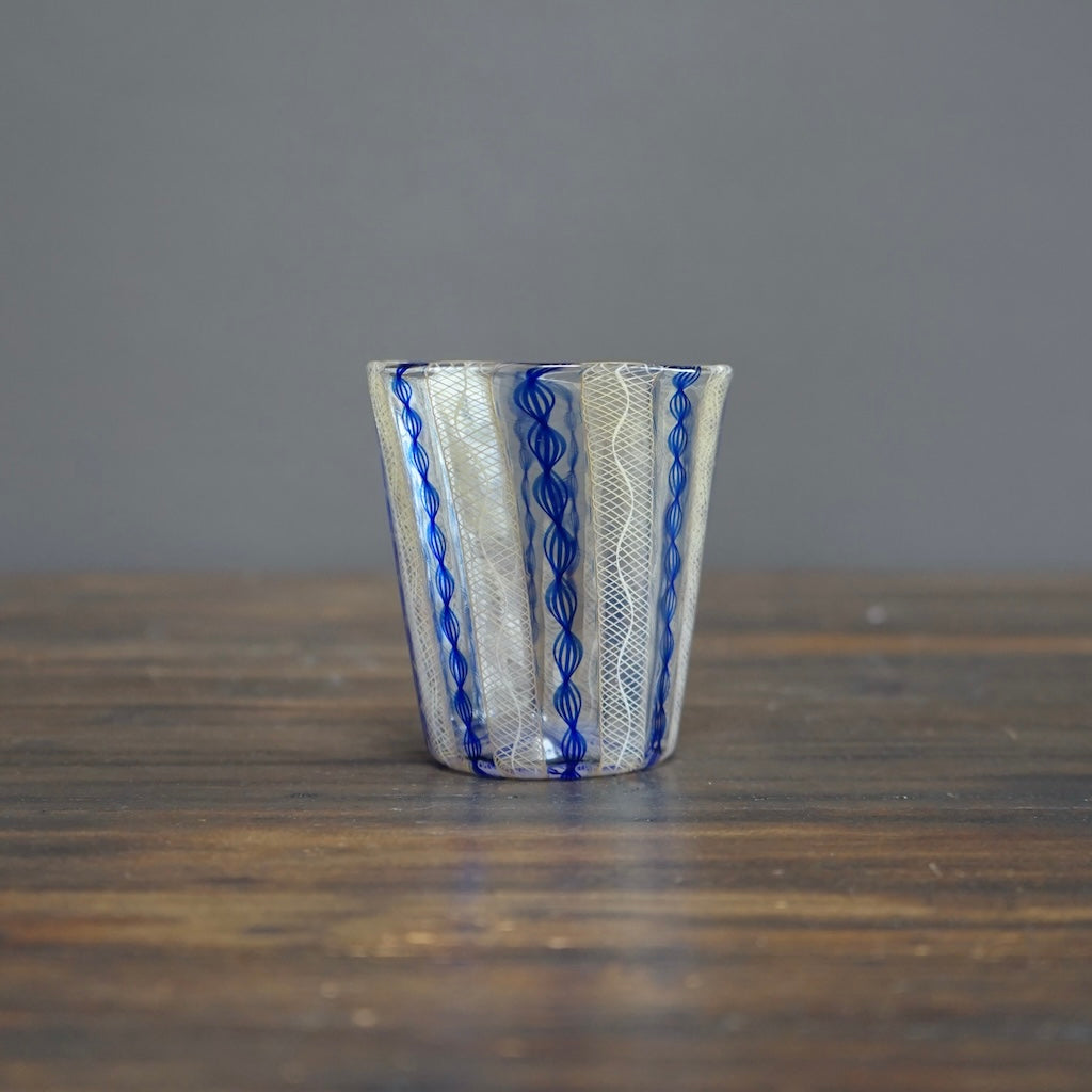 Blue / Gold Lace Glass Tumbler #U1K