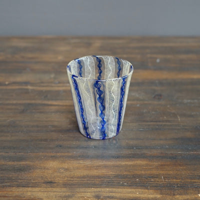 Blue / Gold Lace Glass Tumbler #U1K