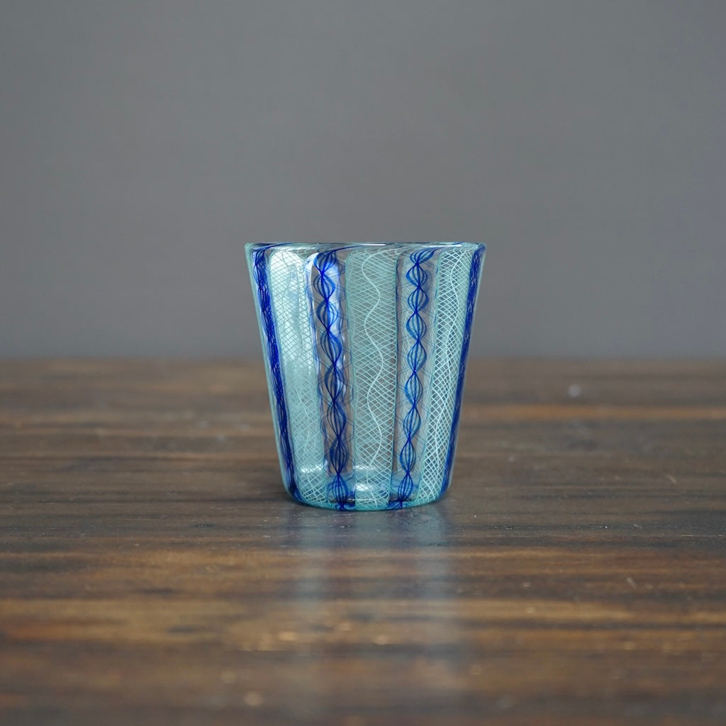 Blue / Turquoise Lace Glass Tumbler #U1L