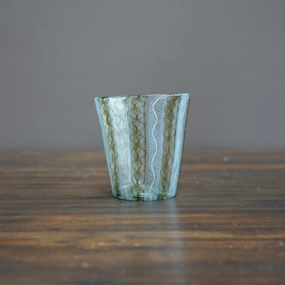 Green / White Lace Glass Tumbler #U1N