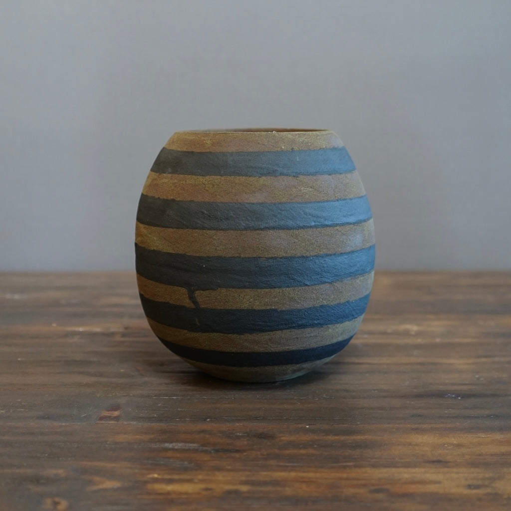 Brown Stripe / Orange Dino Vase #JT371B