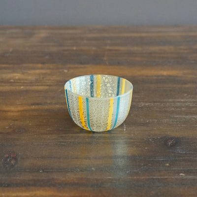 Yellow / turquoise Lines Sake Cup #MZ7075