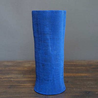 Blue / Yellow Fluted Vase #JT348A