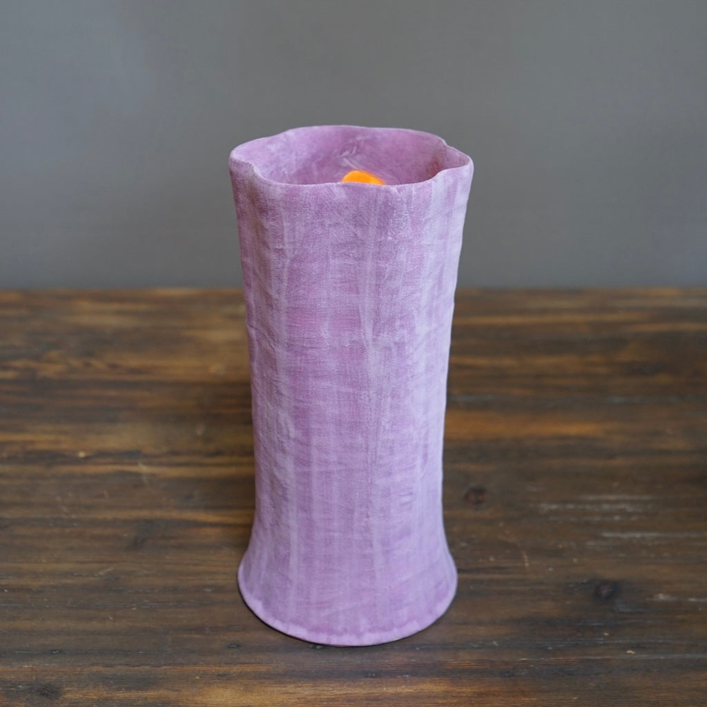 Lavender / Orange Fluted Vase #JT348D
