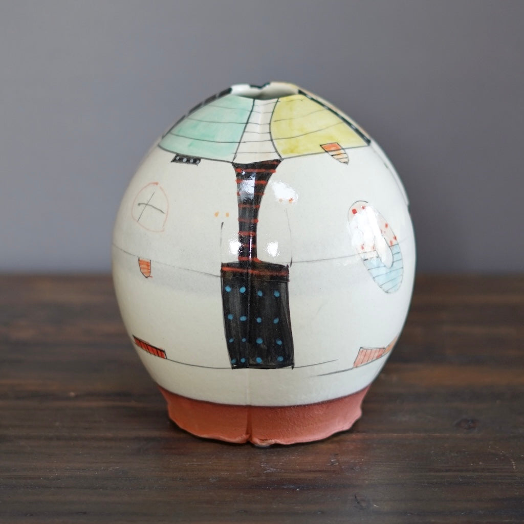 "Schematics" Globe Form Vase #BC25