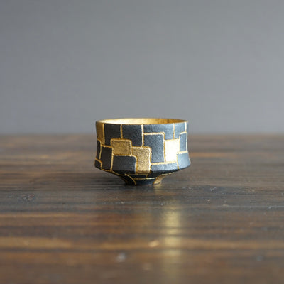 Gilded Geometric Inlay GUINOMI Sake Cup #OMT100A