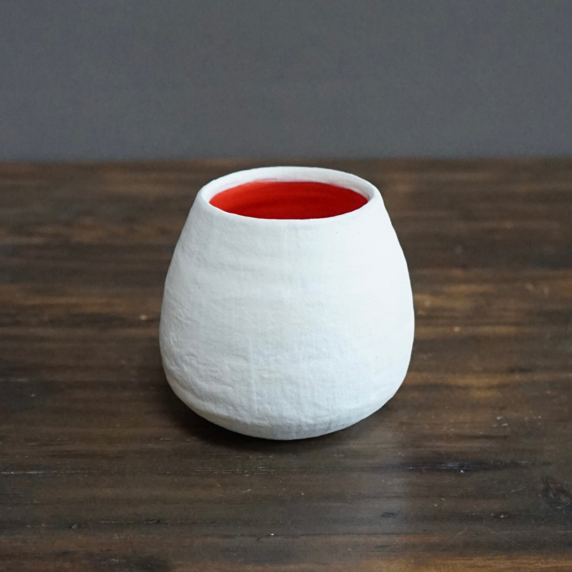 Frost White / Red Small Dino Vase #JT361E