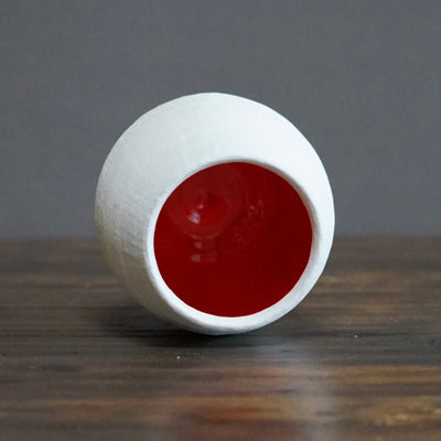 Frost White / Red Small Dino Vase #JT361E